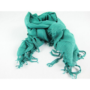Love Quotes Linen Tassel Scarf- Emerald