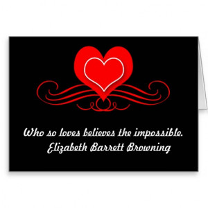 Red Heart Elizabeth Browning Love Quote Card