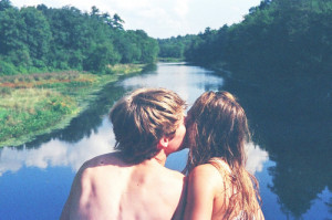 couple, kiss, lake, love, summer, vintage