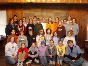 Youth Group at the Closing of a Winter Retreat in the Horstman Lodge