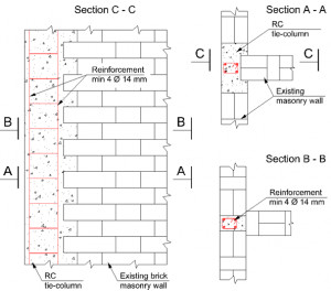 Masonry Brick Wall with Columns