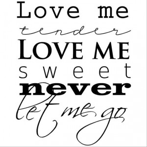 Love Me Tender Love Me Sweet Never Let Me Go by VinylLettering, $9.99