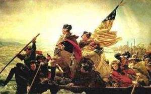 This shows George Washington crossing the Delaware.