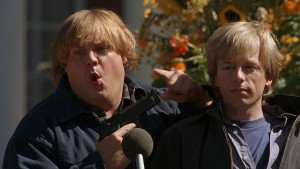 Mike Donnelly ( Chris Farley ) uses a Beretta 92F to get attention.