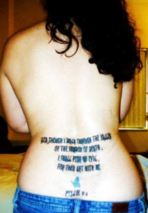 Tattooed Verses; back, bible verse, body art, psalm, tattoo, topless ...