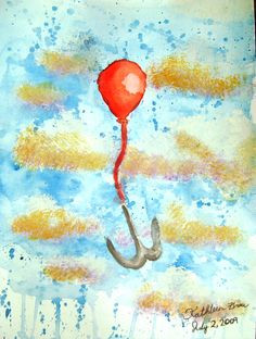 Red Balloon Tied To An Anchor More
