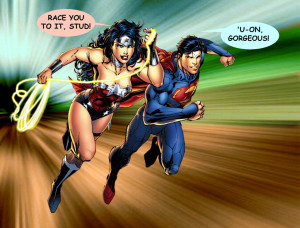 SUPERMAN AND WONDER WOMAN - Amazing race. by godstaff
