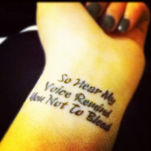 Black Veil Brides tattoo ~ Savior I like the lyrics and placement(: