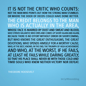 it is not the critic who counts not the man who points out how the ...