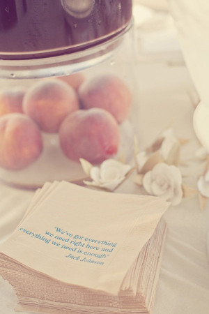 Quotes from favorite books on napkins.