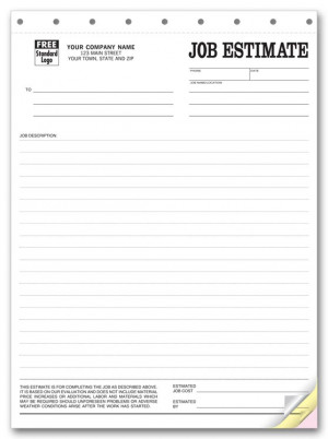 Printable Quote Template, Free Job Estimate Forms Middot; Bid ...