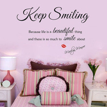 Sexy Lady Marilyn Monroe Saying Keep Smiling Quote Wall Sticker Decal ...