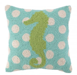 Green and Aqua Sea Horse Hooked Pillow - just too cute!!