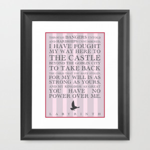 Labyrinth Sarah Movie Quote Framed Art Print