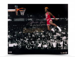 Michael Jordan Gold Embossed Autographed 1988 Slam Dunk Photo