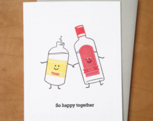 Gin and Tonic So Happy Together - L etterpress Card ...