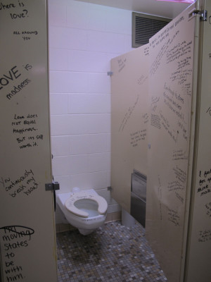 the stalls were decorated by real bathroom stall quotes that i ...
