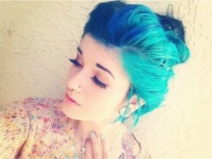 Aqua blue hair bun