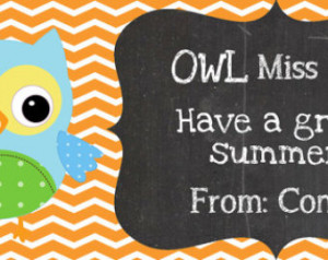Chalkboard End of Year - OWL Miss You Favor Bag Topper, teacher gift ...