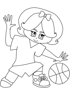 This Little Girl Play as Point Guard on Basketball Game Coloring Page ...