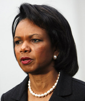 Condoleezza Rice, Secretary of State, emerging from a meeting with ...