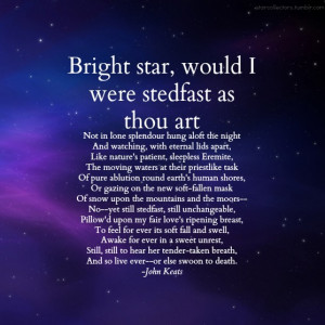 John Keats Poem Bright Star Keats struggles to cope with