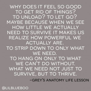... Grey's Anatomy life lesson | Getting Rid of Stuff via lilblueboo.com
