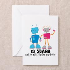 13 Year Anniversary Robot Couple Greeting Card for