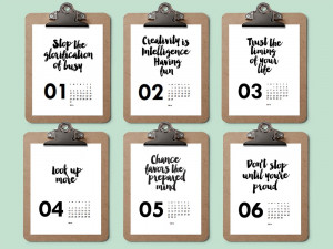 Printable Calendar - Black and White Quotes