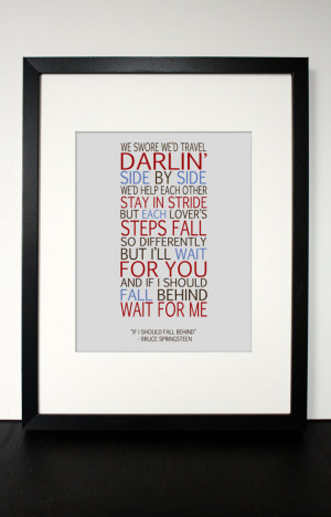 BRUCE SPRINGSTEEN If I should fall behind lyric print, customizable ...