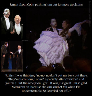 Ramin Karimloo about Colm Wilkinson pushing him out for more applause