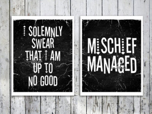 Harry potter quote art Mischief managed poster print Typography Print ...
