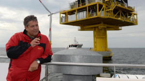 Sigmar Gabriel besucht den Offshore Windpark Baltic 1 in Mecklenburg
