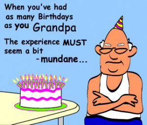 Grandpa with a party hat and cake