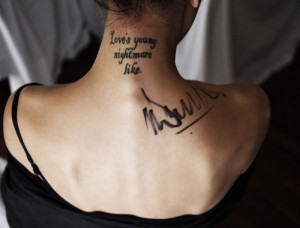 Neck Female Quotes Tattoo for Girls