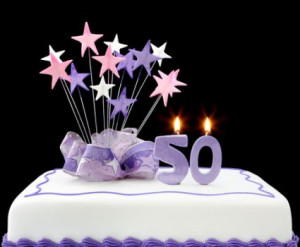 50th birthday party cake; Copyright Robynmac at Dreamstime.com