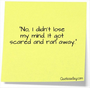 funny quotes, no i didnt loose my mind, it got scared and ran away