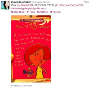 The card sparked outrage across Twitter yesterday after author Maureen ...