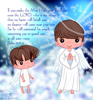 Cute Brothers Angels with Bible quote by E-Ocasio