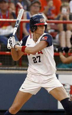 against Japan in the first inning during the World Cup of Softball ...