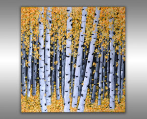Painting Aspen Forest Textured Landscape Original Art 20x20 Float ...