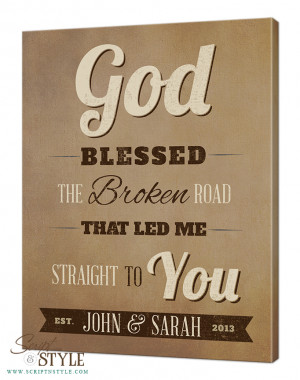 Home Canvas Wall Art Personalized Canvas God Blessed the Broken Road