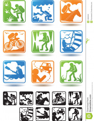 Active lifestyle, tourism collection of icons (yachting, hitch-hiking ...