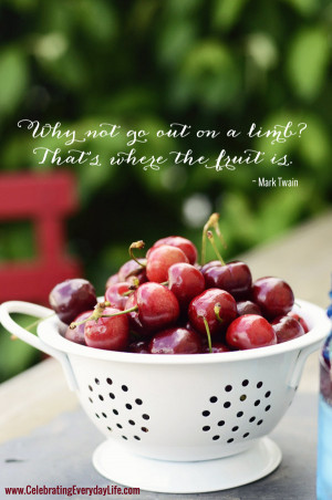 ... fruit is quote, mark twain quote, bowl of cherries, inspiring quote