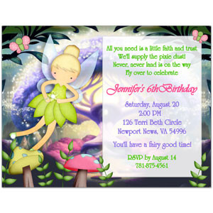 Tinkerbell Inspired Birthday Party Invitations