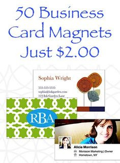 50 Business Card Magnets for $2.00 + s/h!! {Stock up on Business Cards ...