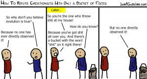 How to refute creationists with only a bucket of feces