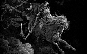 Grim Reaper On Horse Drawing Death horses gustave dore