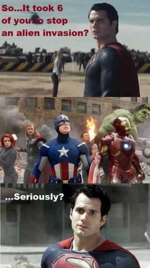 Superman seems making fun of avengers