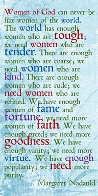 women of God can never be the women of the world.